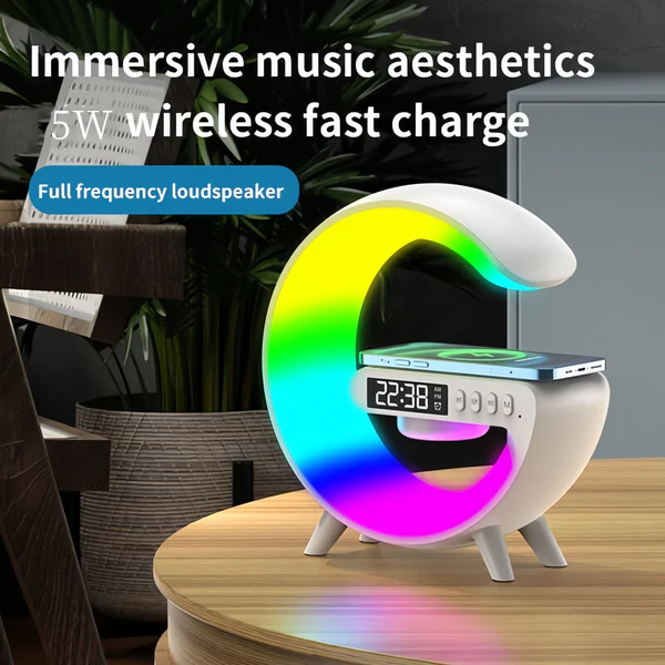 Aurora Glow – Multifunctional Bluetooth Speaker, Wireless Charger, and Clock