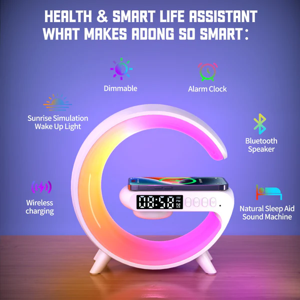 Aurora Glow – Multifunctional Bluetooth Speaker, Wireless Charger, and Clock