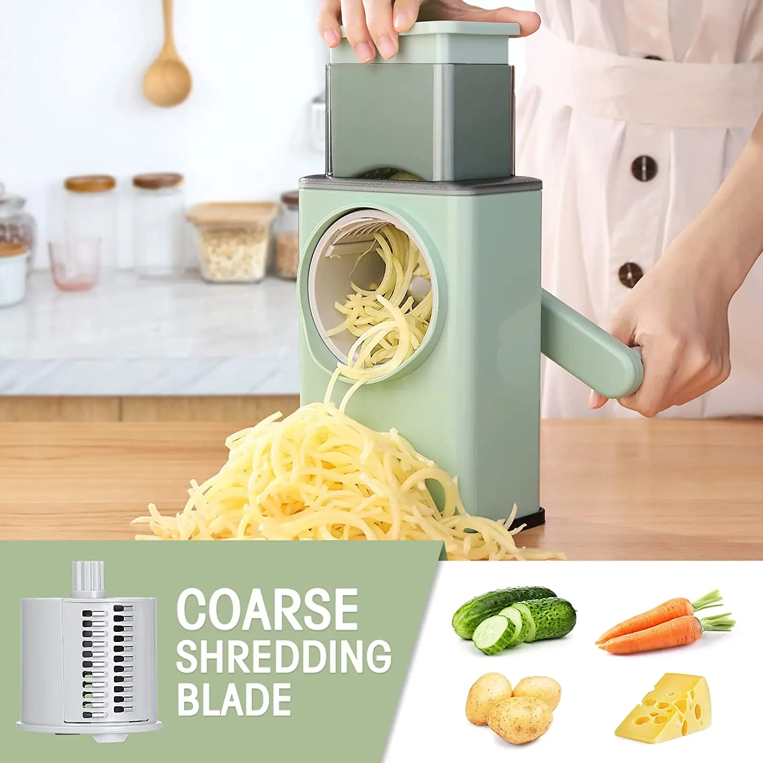 3 in 1 Multifunctional Drum Grater Shredder Slicer