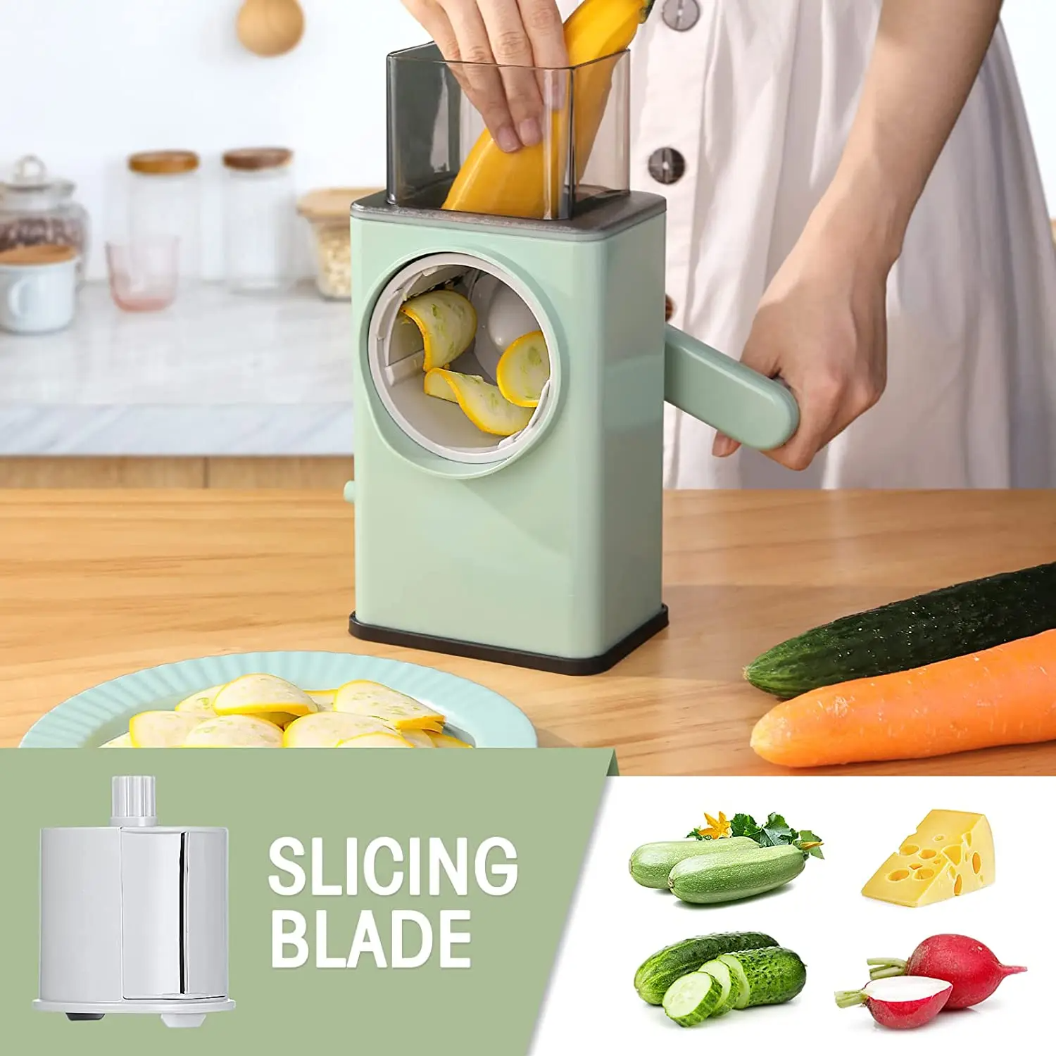 3 in 1 Multifunctional Drum Grater Shredder Slicer