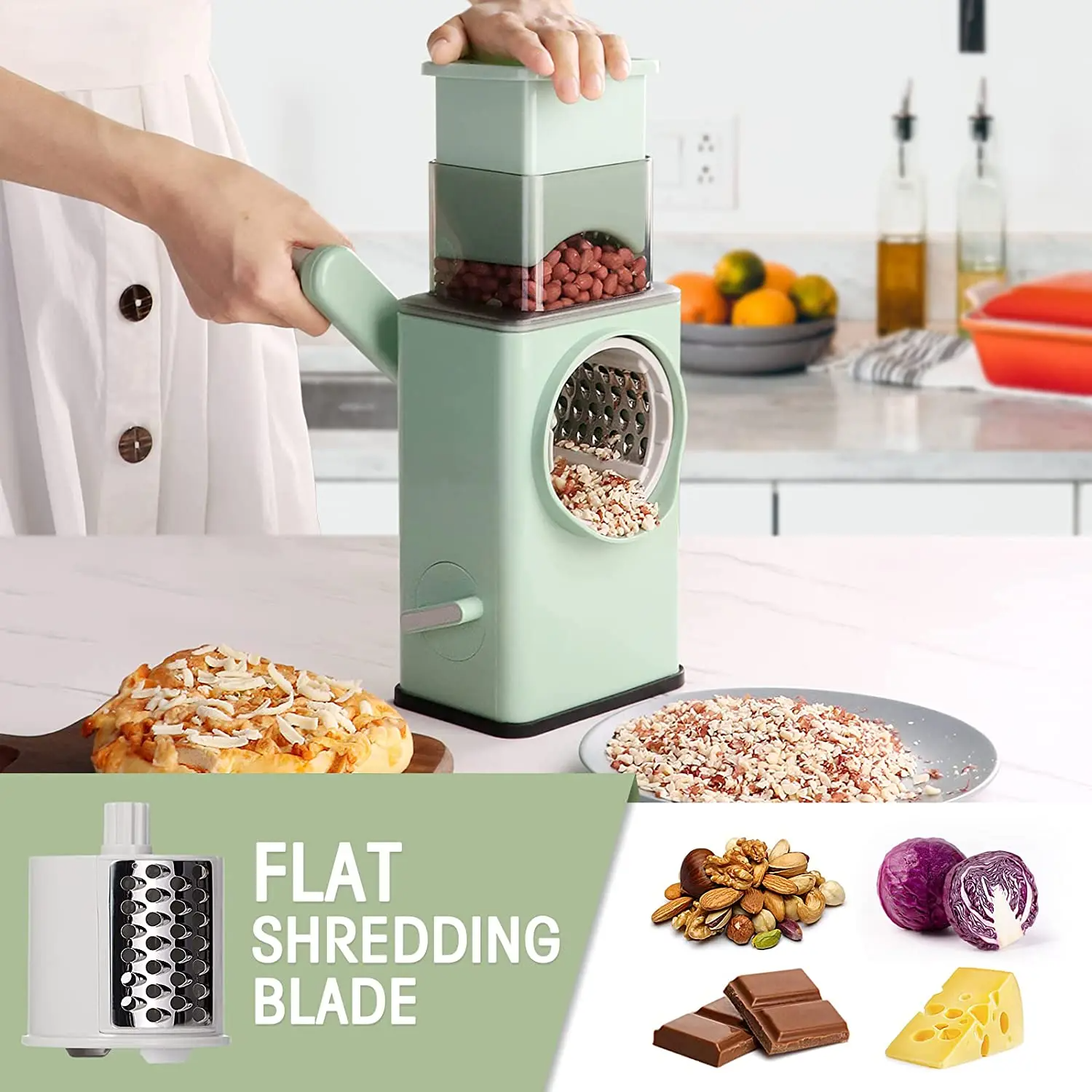 3 in 1 Multifunctional Drum Grater Shredder Slicer