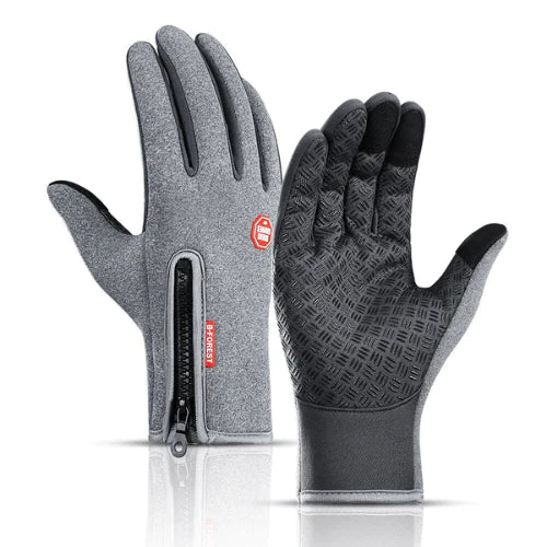 thermal gloves grey with zip