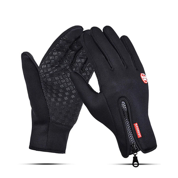 thermal gloves black with zip