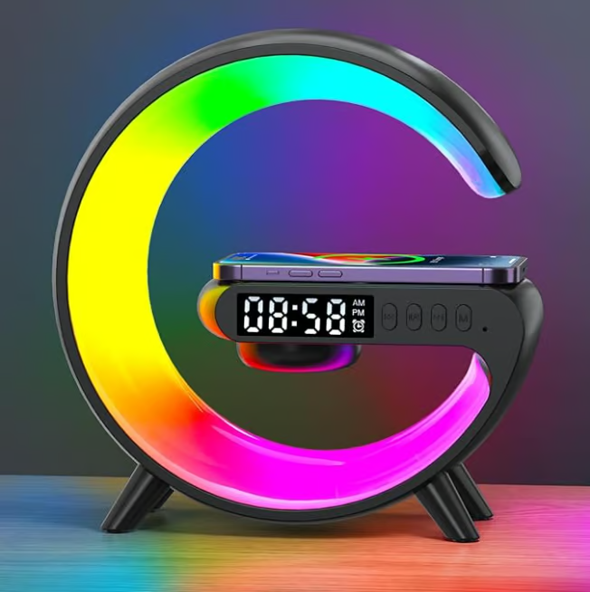 Aurora Glow – Multifunctional Bluetooth Speaker, Wireless Charger, and Clock