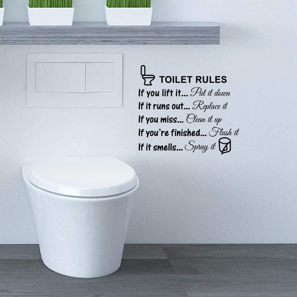 Removable Wall Art Toilet Rules Quote