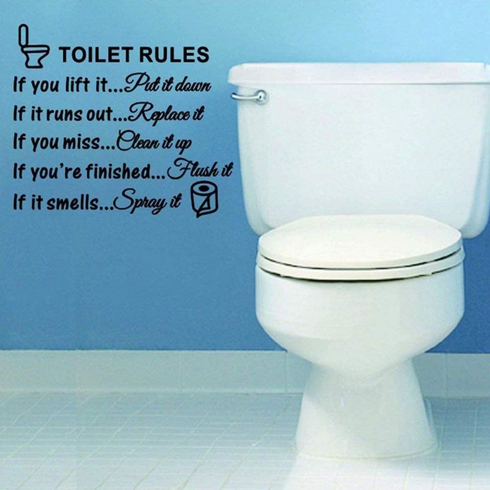 Removable Wall Art Toilet Rules Quote