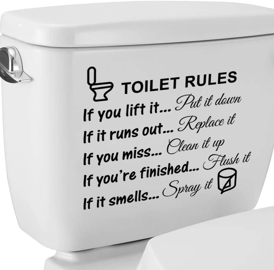 Removable Wall Art Toilet Rules Quote