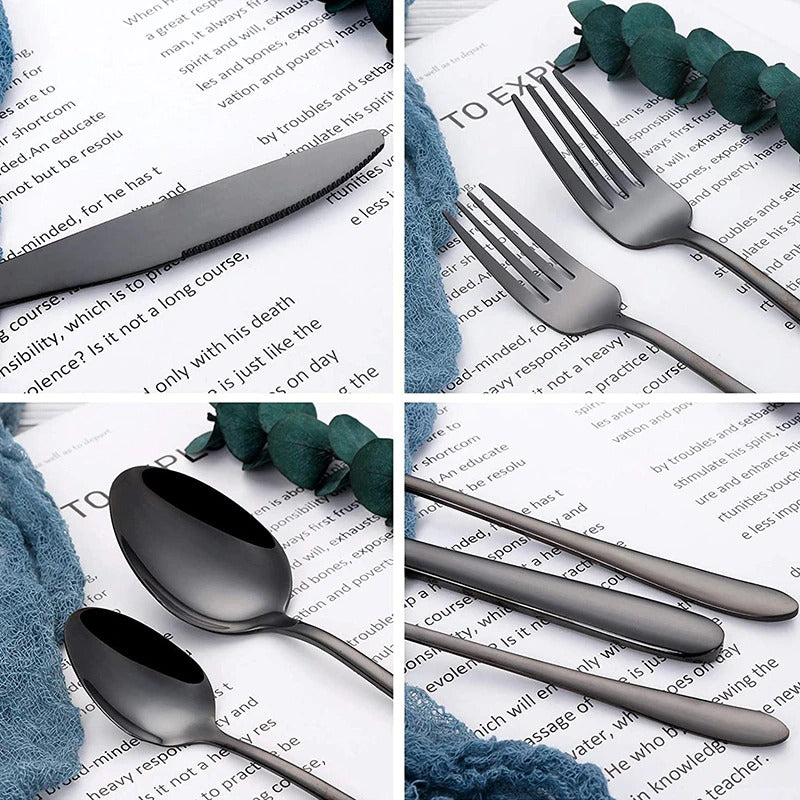 Black Flatware Silverware Set