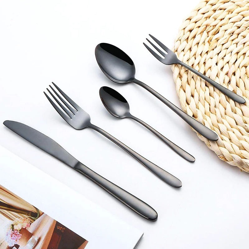 Black Flatware Silverware Set