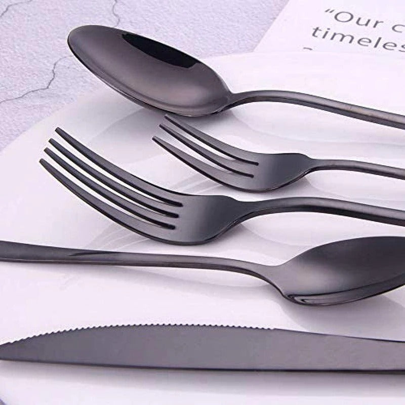 Black Flatware Silverware Set