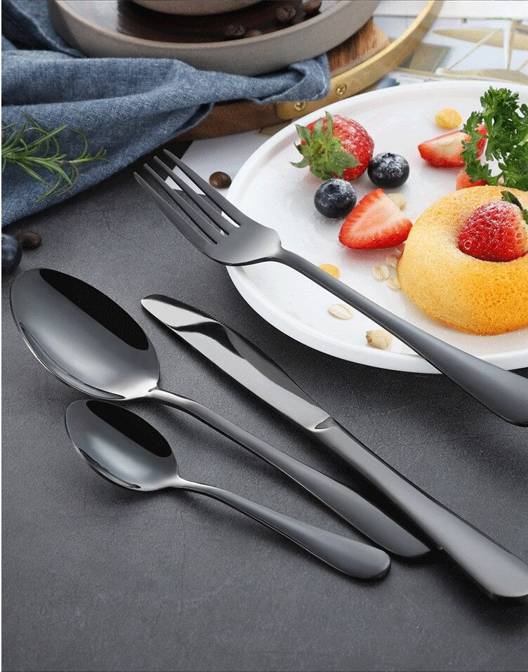 Black Flatware Silverware Set