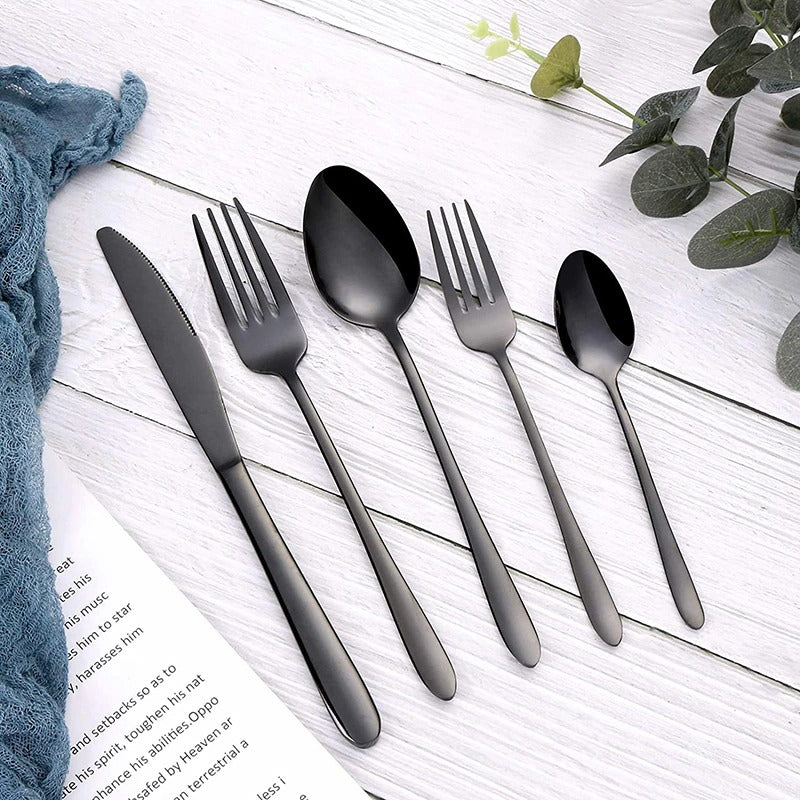 Black Flatware Silverware Set