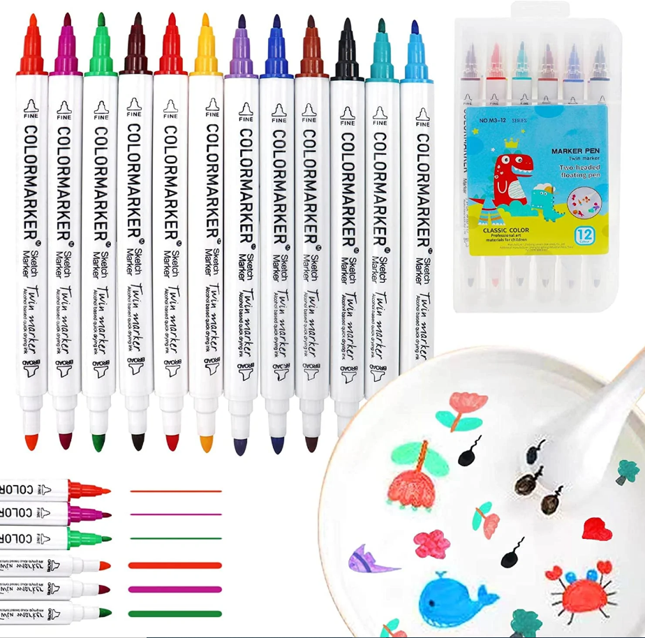 Creative Magical Water Painting Pen 12pcs with Ceramic Spoon