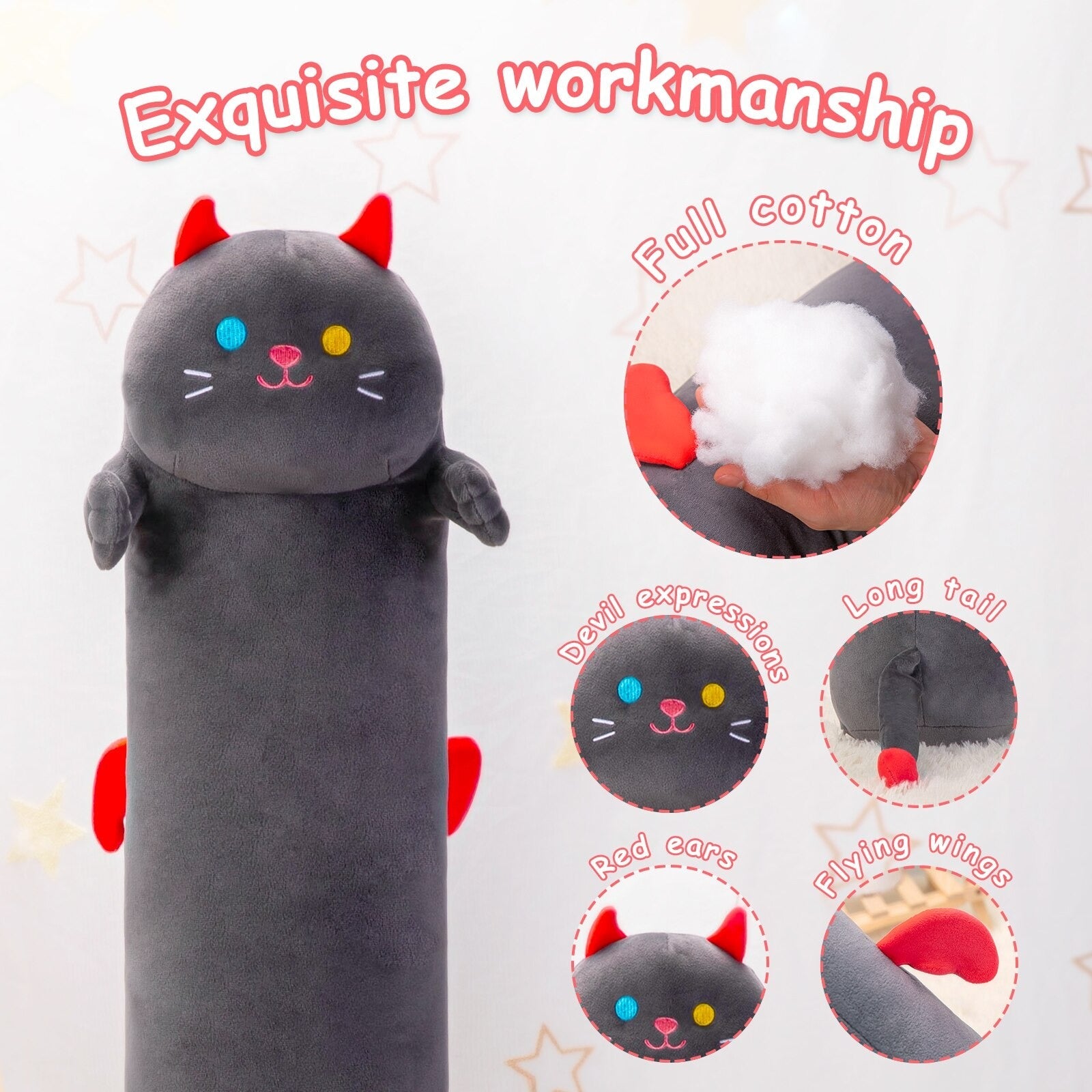 Looong Family Cat Stuffed Squishy Plush Pillow Toy