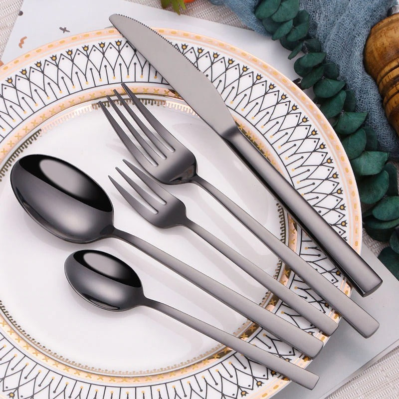 Black Flatware Silverware Set